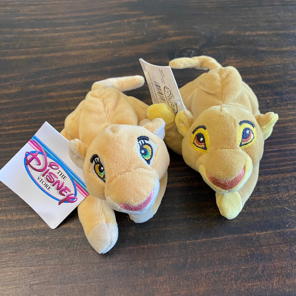 Disney Store Lion King Simba Nala Mini Bean Bag Plush 8 Inch Set NWT Vintage 90s